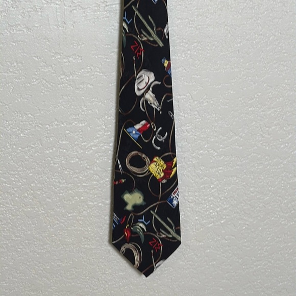 Nicole Miller Men's Black Cowboy Texas Tie 1996 100% Silk Hand Sewn‎ - Picture 2 of 8